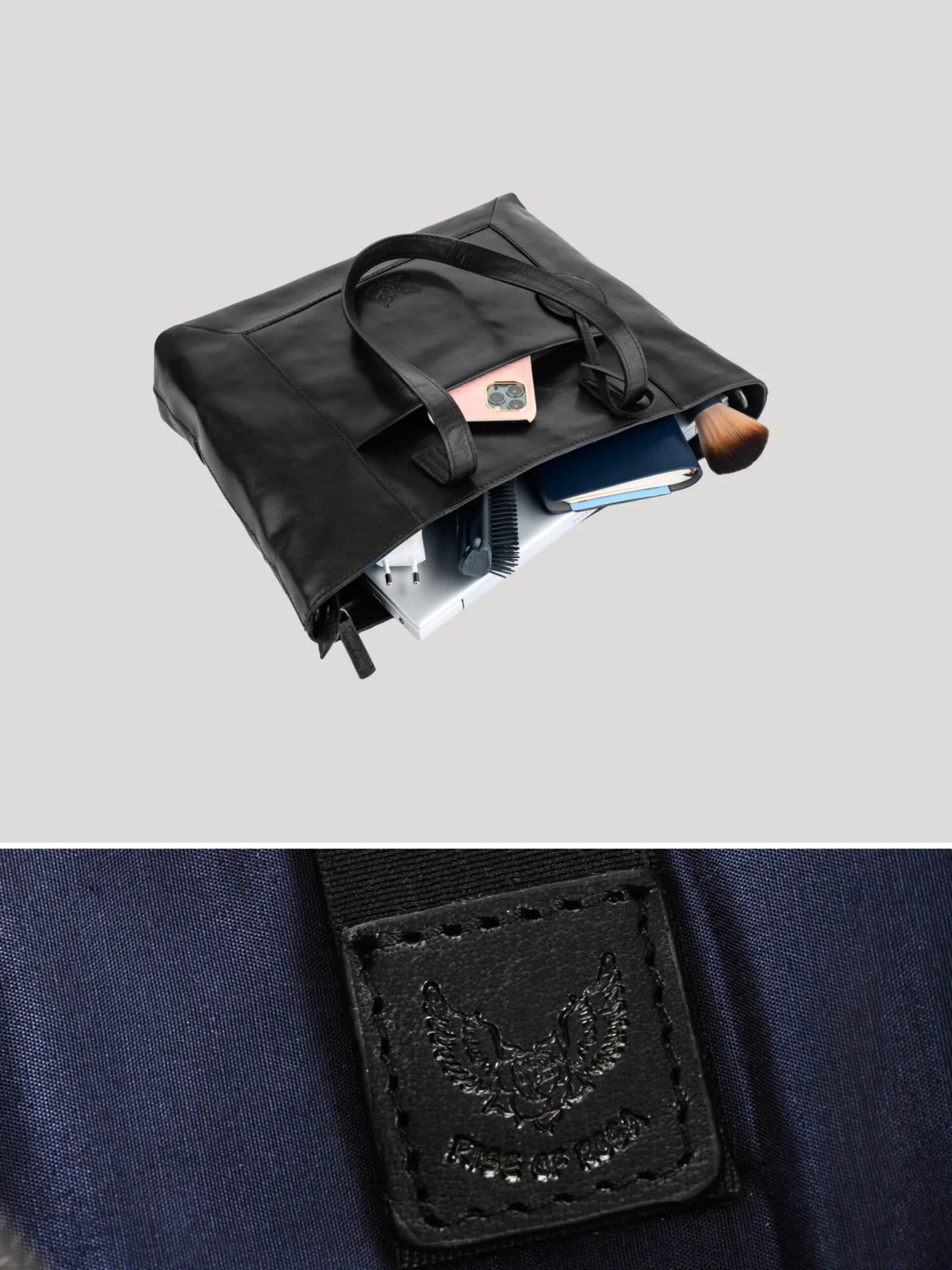Rise of Rosa Genuine Leather Mary 13´ Laptop Shopper Black´