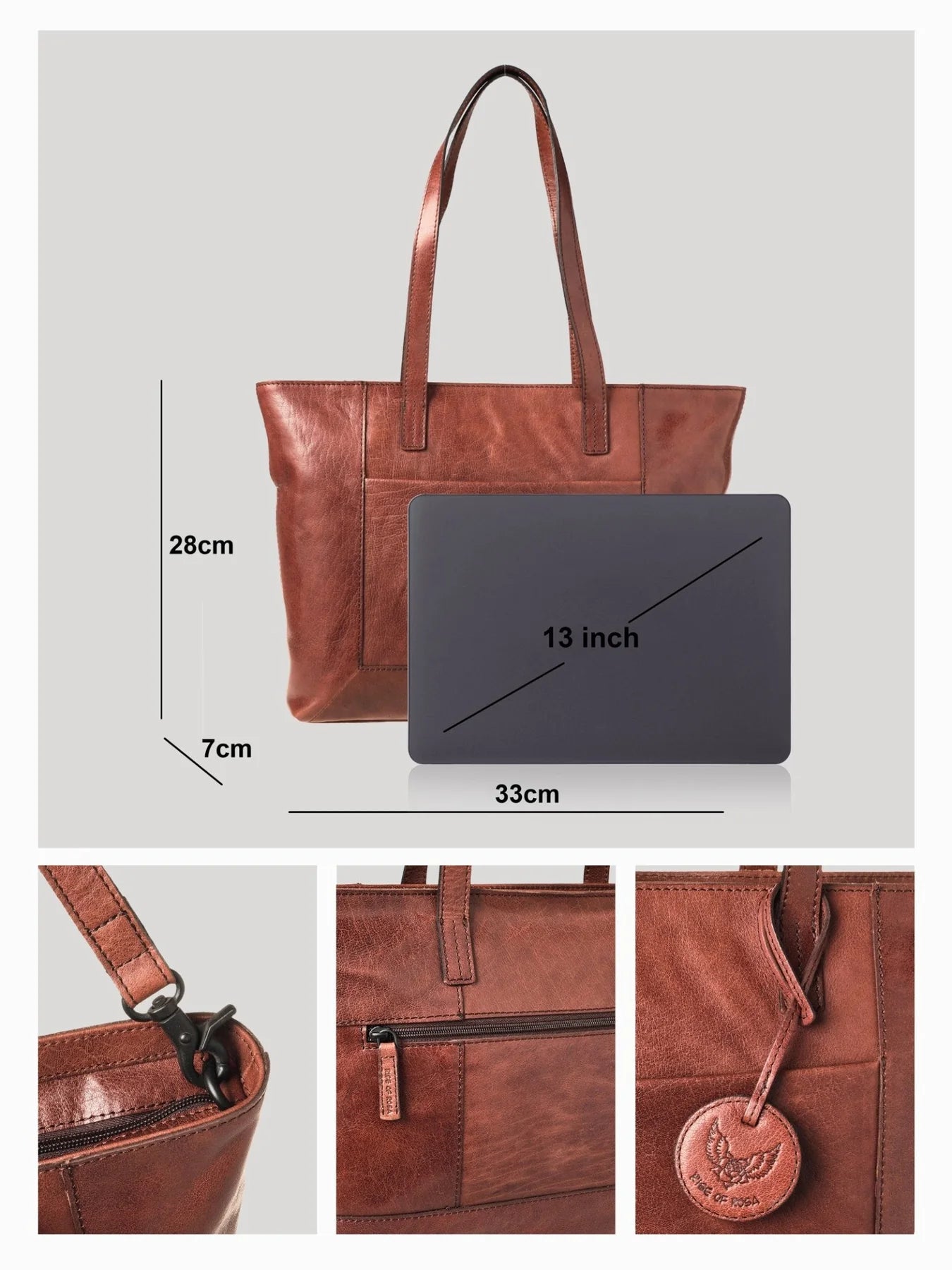 Rise of Rosa Genuine Leather Mary 13´ Laptop Shopper Maple´