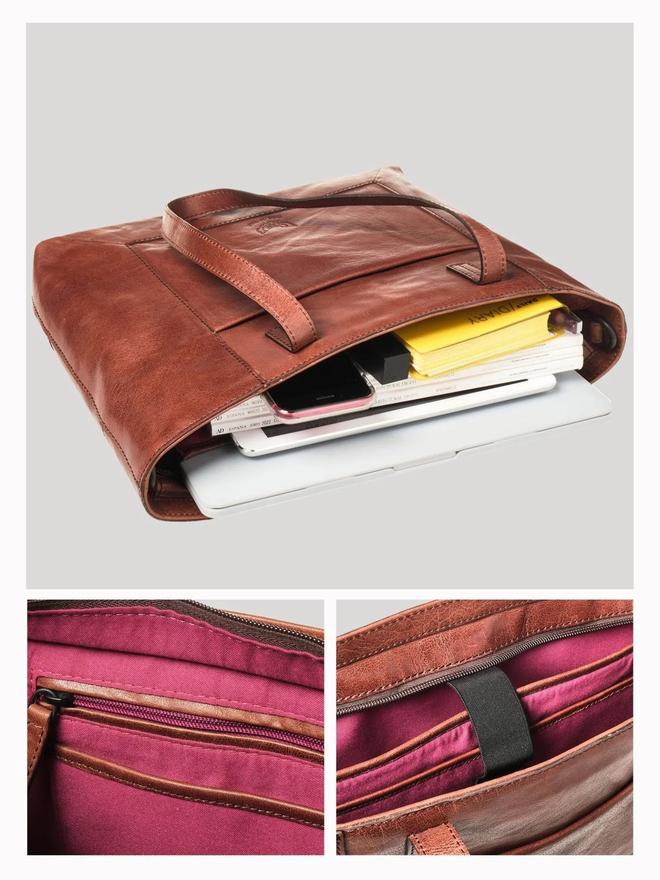 Rise of Rosa Genuine Leather Mary 13´ Laptop Shopper Maple´