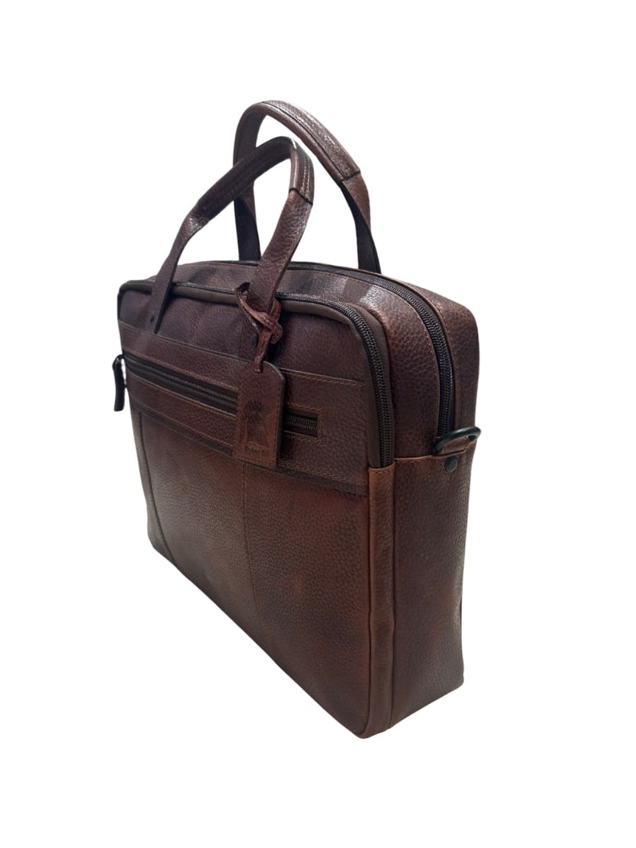 Pylos59 Genuine Leather Johny 14´Laptop Bag Brandy´