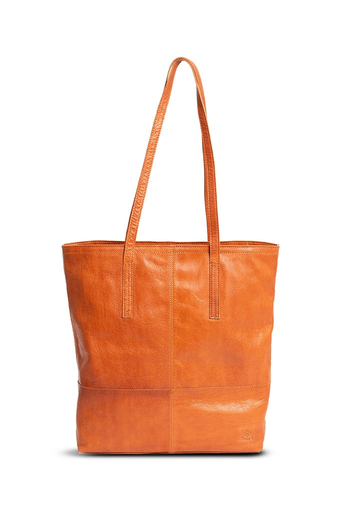 AroqA Genuine Leather Louise Shopper Brandy