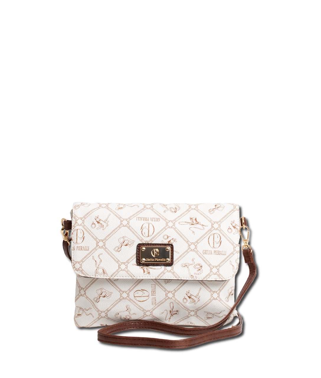 Giulia Pieralli Logo Small Flap Bag Beige Brown