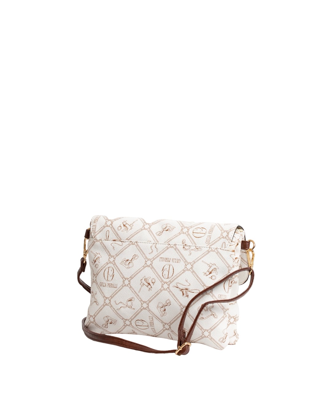 Giulia Pieralli Logo Small Flap Bag Beige Brown