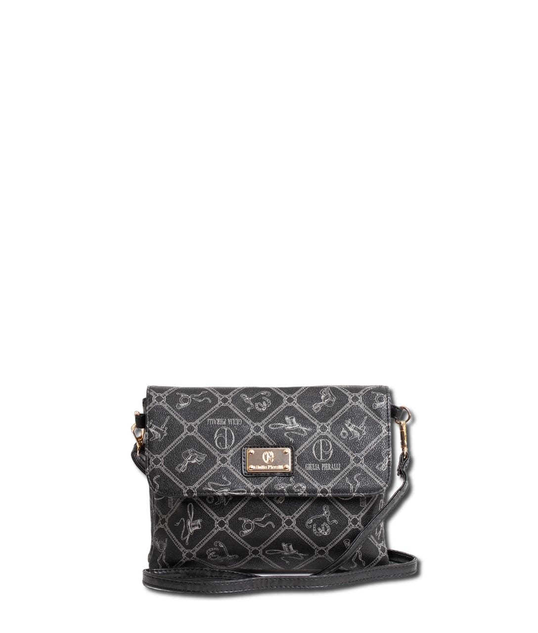 Giulia Pieralli Logo Small Flap Bag Black Grey