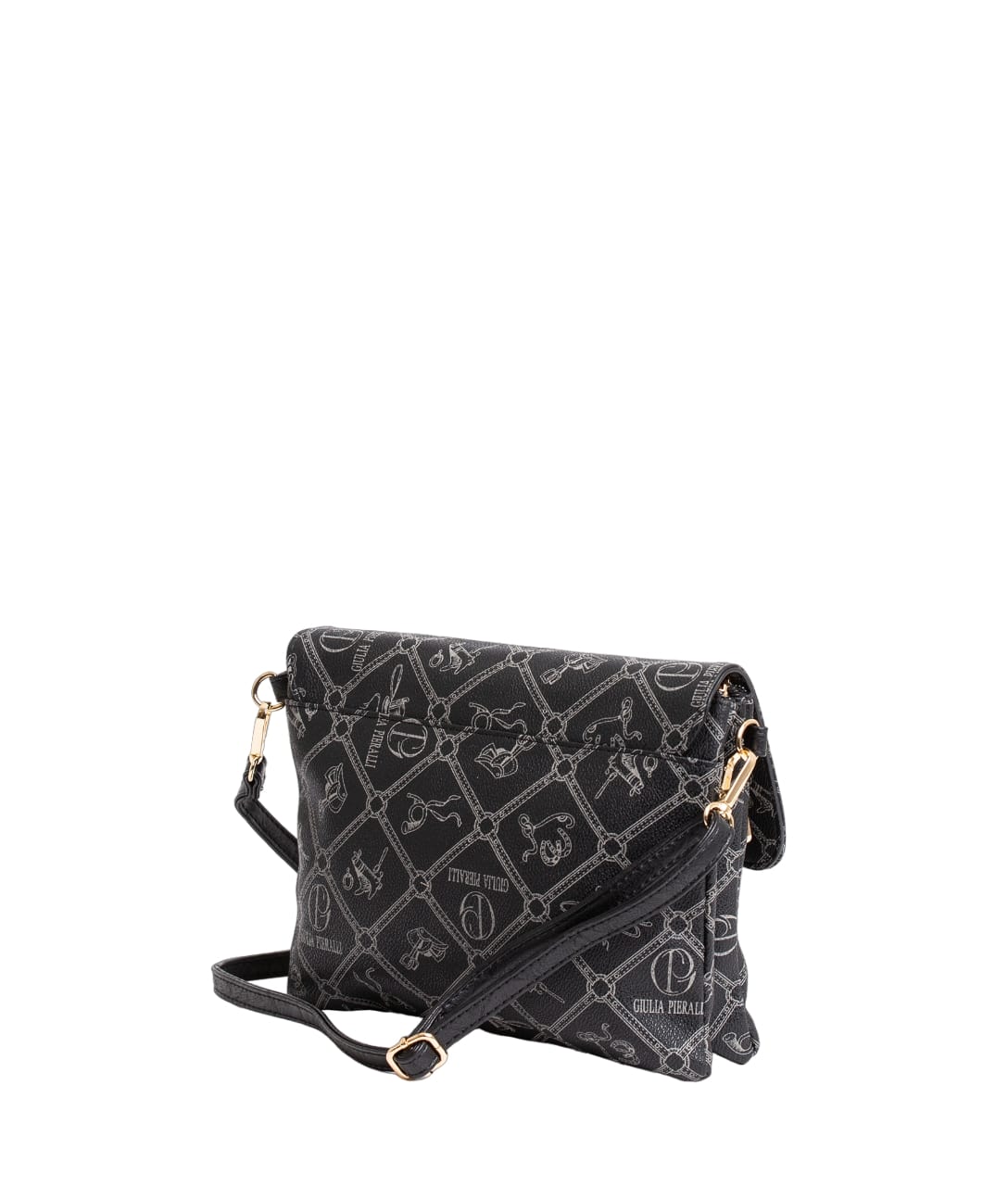 Giulia Pieralli Logo Small Flap Bag Black Grey