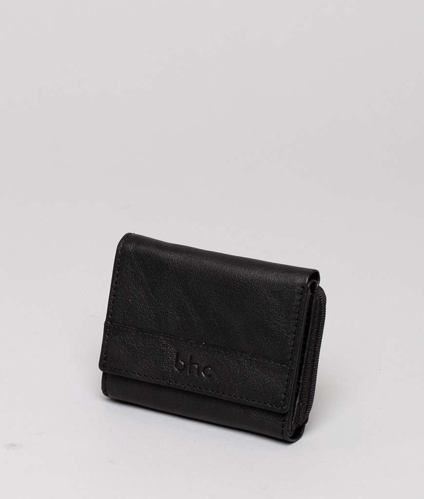 BHC Nordic Leather Wallet Flap Small Black