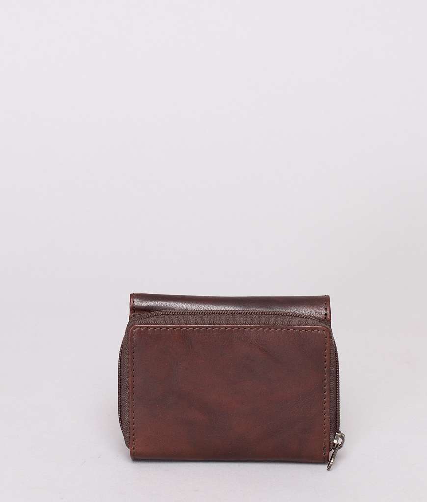 BHC Nordic Leather Wallet Flap Small Dark Brown